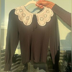ZARA KNIT TOP WITH COLLAR